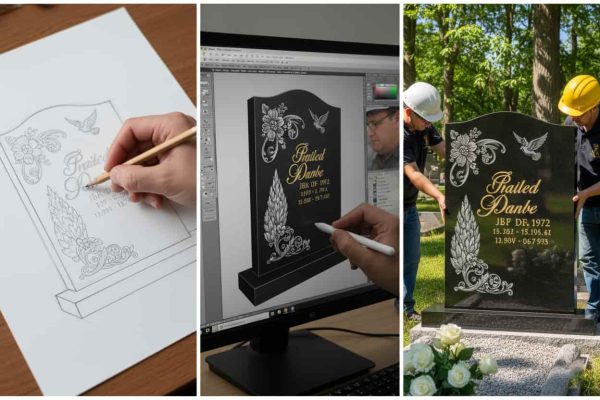 طراحی سنگ مزار دوبخشی